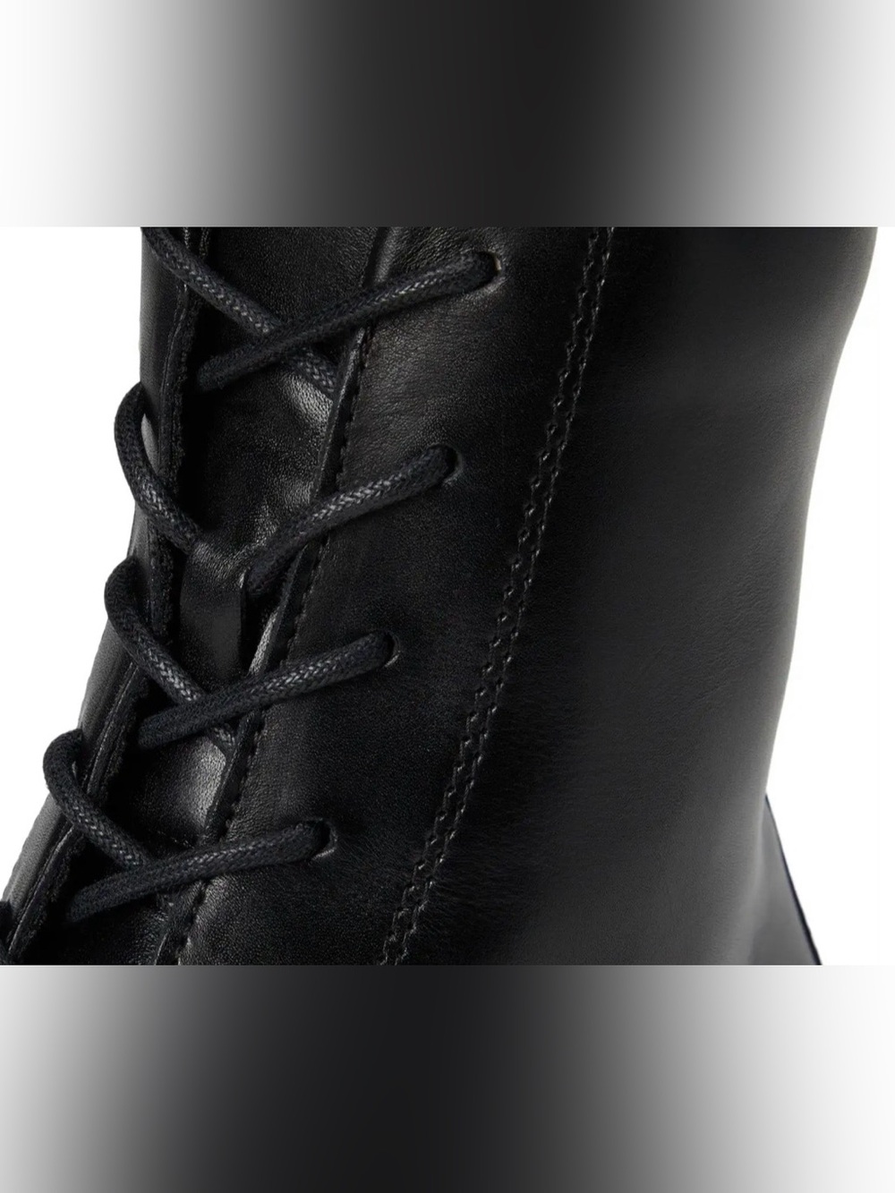 Ecco Black Lace-Up Metro Vienna Combat Boots - Picture 5 of 9